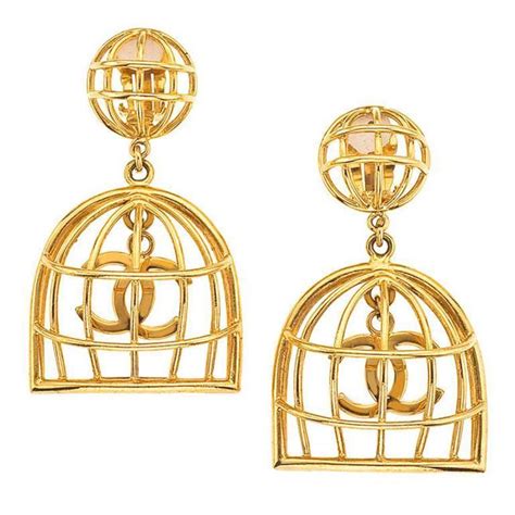 chanel earrings birdcage the real real|Chanel birdcage clip on earrings.